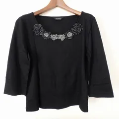 #anc  インゲボルグ INGEBORG カットソー 3 黒 シルバー 花モチーフ レディース [856429]