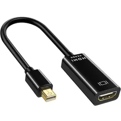 ★ALLVD Mini DisplayPort to HDMI 変換アダプタ【4K@60Hz/20cm】Thunderbolt ミニディスプレイポート HDMI/Mini DP HDMI 変換ケーブル 黒