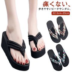 ビーチサンダル レディース 厚底 花柄 軽い トングサンダル　6.5cmヒール　浴衣　サンダル　痛くない レジャー用 タウン用　 軽量 滑り止め 可愛い　ビーサン　下駄　旅行　ウェッジソール　痛くない