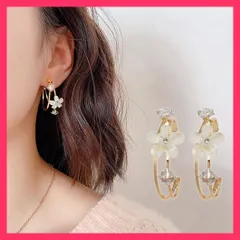 【おしゃれ】 花モチーフ フープピアス 韓国 おしゃれ ピアス 大人可愛い/きれいめ ピアス/パーティー アクセ 大きめ ピアス レディース 上品 可憐 おすすめ おしゃれ　人気 上品 80MOTAI-001