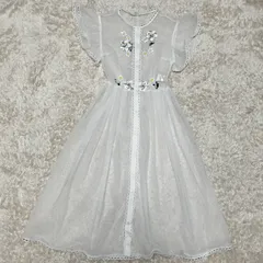 【極美品】Chesty　ビジュー付きチュールワンピース　白　フレンチスリーブ　花柄　スパンコール　レース　スナップボタン