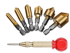 【数量限定】ZOYUBS 面取りカッター ビット 皿取り錐ドリル 皿取錐ドリルビット ビット 皿取錐 下穴錐 座ぐり バリ取り カウンターシンクドリルビット ドリルビット 面取りビット センタードリルビット セット 六本組 六角軸 チタンコーティング ドリルビ