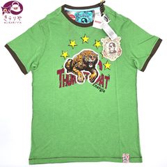 Energie エナジー 半袖 Tシャツ L 虎/タイガー パッチ スター プリント グリーン系カラー 未着用品 ポリエステル/綿 タグ類 付き 5W1800 JE9416