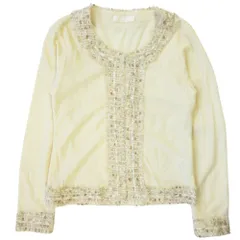 INGEBORG - 美品 INGEBORG インゲボルグ ウール ツイード ニット カーディガン カットソー 長袖 P025YUAL37 B サイズS アイボリー ベージュ レディース 古着 中古 USED 美品 INGEBORG インゲボルグ ウール ツイード ニット