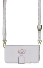 iPhone15Pro  ケース 手帳型 iPhone15 プロ スマホケース スマホショルダー レザー ストラップ クリア ペア かわいい シンプル 調節可能 130cm  カラー03