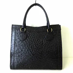 美品！L.VANNINI オーストリッチ　ハンドバッグ　ブラック 未使用 訳あり】 VANI ヴァニ ハンドバッグ オーストリッチ 型
