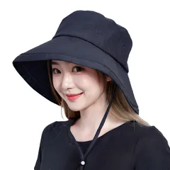 [サンレニンぐ] UVカット 帽子 レディース むら染め 吸汗速乾 サイズ調節 つば広 ハット 小顔効果 日焼け防止 紫外線対策 完全遮光 日除け帽子 折りたたみ あご紐付き 飛ばない 春 夏 涼しい 大きいサイズ 散歩 ブラック カーキ ブルー ブラウン