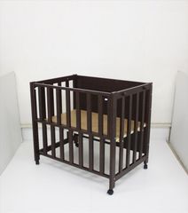 スリーピー ミニベッド＆デスク ブラウン 寝台サイズ90×60 キャスター付ベビーベッド 別売他社製寝具付 新生児OK クリーニング済み D938004t