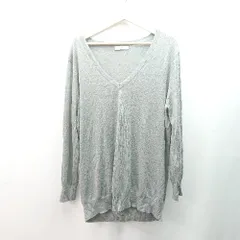 ◇ ZARA KNIT ザラ Vネック 薄手 ケーブル 起毛 ストレッチ 秋冬物 シンプル 長袖 ニット サイズL グレー メンズ E  【1309040069930】