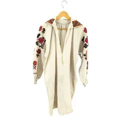 ユーズドフルギ USED古着 アンティーク ウクライナ 刺繍 リネンワンピース レディース 表記無 