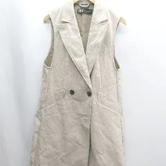 ◇ ⊇ ZARA ザラ 袖なし ロングジレ サイズS ベージュ レディース E  【1503050041010】