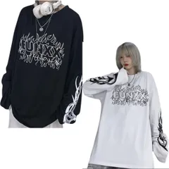 Tシャツ ストリート 袖ロゴ  レディース 長袖 ビックサイズ ゆったり 大きいサイズ シンプル 病みかわ 地雷系 英字柄 ファッション カジュアル 男女兼用