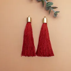＊10個＊ タッセル ロング ダークレッド ポリエステル糸 糸タッセル ピアスやチャーム作りなどに ta024a