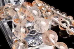 マーカサイト＆ライモナイト(リモナイト)インクォーツ　13.5mm　ブレスレット 1個売り パワーストーン 天然石 _BG2523-135