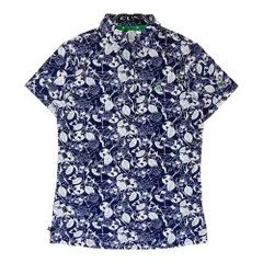 サイズ：M ADIDAS GOLF アディダスゴルフ HS9026 半袖ポロシャツ ボタンダウン サッカー生地 総柄 ネイビー系 [240101530484] ゴルフウェア レディース ストスト