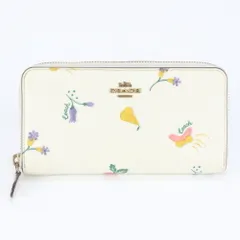 美品 コーチ アコーディオン ジップ ウォレット ウィズ ガーデン プリント レザー 長財布 ラウンドファスナー レディース EEE CH12-8【中古】