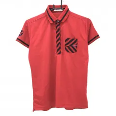 【超美品】スリクソン 半袖ポロシャツ レッド×黒 一部斜めストライプ 胸ポケット  レディース L ゴルフウェア SRIXON