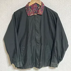 (^w^)b リバーシブルジャケット ジャンパー アウター ペイズリー柄 個性派 ジップアップ 黒系 ブラック系 レトロ 80‘s 90‘s ヴィンテージ オシャレ 裾サイドゴム 袖口スナップボタン レディース