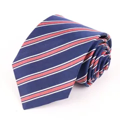 ヒルトン ブランドネクタイ ストライプ柄 シルク イタリア製 メンズ ネイビー HILTON 【中古】