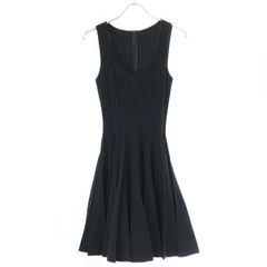 ALAIA アライア ヴィンテージ ストレッチジャージー ノースリーブフレアワンピース ブラック 40