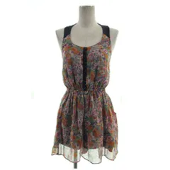 オゾック OZOC オールインワン ノースリーブ ショートパンツ ウエストゴム 花柄 ピンク オレンジ マルチカラー 38