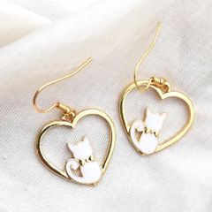 ★白猫♡ハート型♡ピアス★フック型★レディース★アクセサリー★可愛い★