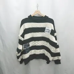 ◇ ⊇ ノーブランド ボーダー 長袖 ニット セーター サイズ表記なし ブラック系 レディース E  【1501230010757】