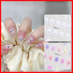 【即発送】初心者に最適(白+カラー） ネイル/フェイス/スマホケース/ハンドメイドアイテム/カードのDIYに 可愛いシール ネイルアート 2枚入 5d ネイルシールネイルステッカー 猫 かわいい