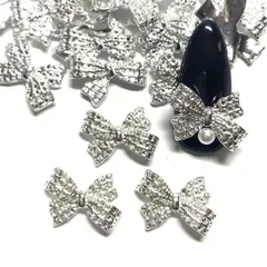 シルバー マドラス リボン ネイル メタル パーツ デコ アート レジン 3D ビッグ リボン イベント