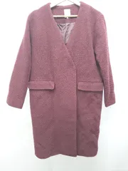 ■ Techichi テチチ ノーカラー ウール混 長袖 コート サイズM ボルドー レディース P  【1406240005222】