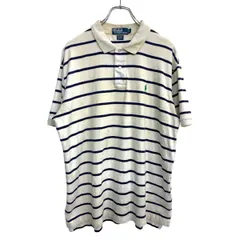 POLO RALPH LAUREN 半袖ポロシャツ Lサイズ ポロラルフローレン ボーダー ホワイト ネイビー コットン 古着卸 アメリカ仕入 t2406-3621