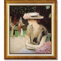 Cassignol painting "Cavallier (Large size)" Framed portrait of a woman, figure painting, art frame, perfect for decorating living room, entryway, or room, interior decor, gift, celebration, wall decoration, framed, landscape with woman and flowers, elegant, large size, stylish, wall hanging painting