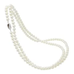 【新品】 [咲屋] パールネックレス 7mm 120cm ホワイト ケース付き 貝パール 真珠 冠婚葬祭 花珠級 天然貝核 ロング 二連 1