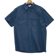 Dickies/ディッキーズ ワークシャツ ダブルポケット ヴィンテージ US古着 半袖 シャツ オーバーサイズ ビッグサイズ メンズ XL ブルー