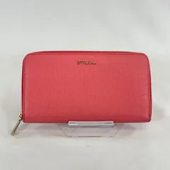 【美品】 FURLA フルラ レザー 長財布 ピンク ラウンドファスナー ラウンドジップ ウォレット 本革 レディース ゴールド金具 無地
