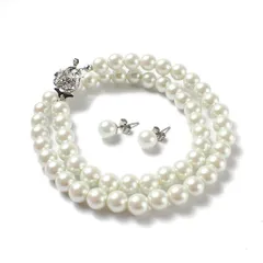 【人気商品】フォーマル 日本製 パール [クレインズコレクション] 8mm珠42cm ネックレス COLLECTION] 2点セット [CRANES (ホワイト)