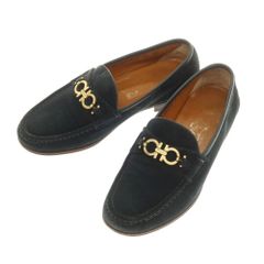 【中古】サルヴァトーレフェラガモ Salvatore Ferragamo スエード ビット ローファー ネイビー【サイズ6 1/2EE】【メンズ】
