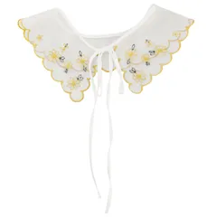 Elerevyo 肩掛け 取り外し可能 付け襟 刺繍ミニケープ ネックラフ ディッキー フェイク襟 ブラウス用 白-2