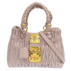 ミュウミュウ MIUMIU マテラッセ 2WAYバッグ ハンドバッグ ショルダーバッグ レザー ピンクベージュ CAMMEO RN0473 中古 新入荷 OB2451