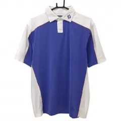 【美品】フットジョイ 半袖ポロシャツ パープル×白 一部織生地切替 ロゴ メンズ M ゴルフウェア FootJoy
