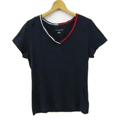 トミーヒルフィガー 半袖Ｔシャツ トップス Vネック コットンT レディース L/Gサイズ ネイビー TOMMY HILFIGER 【中古】