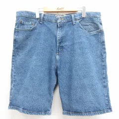 W39/古着 ラングラー ショート パンツ ショーツ メンズ 紺 ネイビー デニム 25aug06 中古 ボトムス 短パン ショーパン ハーフ