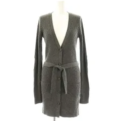 ラルフローレン RALPH LAUREN ウール エルボーパッチ ロングカーディガン ニット ウエストリボン付き M グレー /MI ■OS