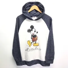【Disney】ディズニー ミッキー 両面プリント スウェット パーカー フード ジャケット フーディー アウター アメカジ ラグラン ヴィンテージ プリント グレー 灰色 オールシーズン スポーツ レディース 女性 L / M1510i