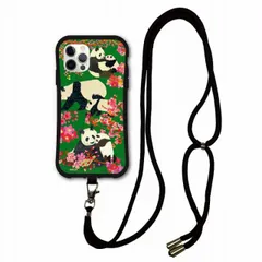 [iPhoneXS Max] スマホショルダー付 iPhone14 i-coronケース アイフォン15 14 Plus 13 Mini 12 11 スマホケース カバー ショルダーストラップ 肩掛け 斜め掛け アニマル柄 サクラパンダ