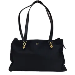 美品 AIGNER アイグナー トートバッグ レザー リボン チャーム ブラック AIGNER - 美品 アイグナー ワンショルダーバッグ レザー 本革
