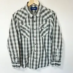 (^w^)b BACK NUMBER バックナンバー 長袖シャツ ウエスタンシャツ コットン 綿100% チェック柄 スナップボタン アメカジ デイリー タウンユース 古着MIX グレー系 メンズ サイズM