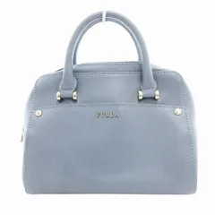 フルラ FURLA マーゴット 2WAY ハンドバッグ ショルダー ロゴ プレート 青 ブルー /HO ☆AA★