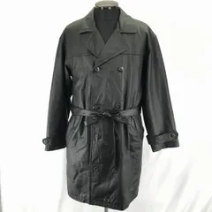 ONTIME★本革/レザー/ダブルロングコート【M/黒】裏地キルティング/ウエスト紐付き/オンタイム◆BC30L<sale>のサムネイル