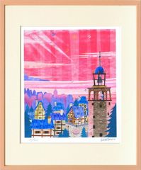 おかもとみわこ シルクスクリーン 版画 Dream Land 限定番号71/75